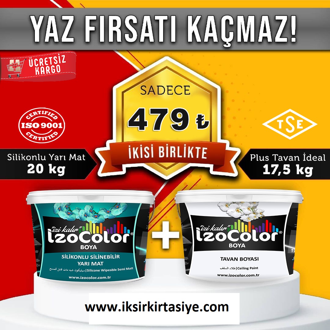 Silinebilir Yarı Mat 20 Kg İç Cephe Boyası + Tavan Boyası 17,5 Kg Yaz Fırsatı 479 TL