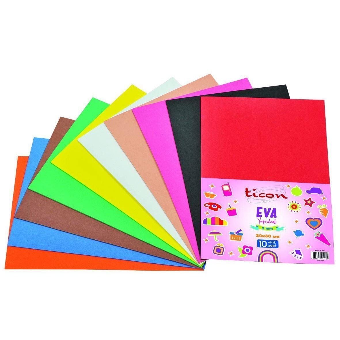 Ticon Yapışkanlı Eva 20x30 Cm 10 Renk Paket