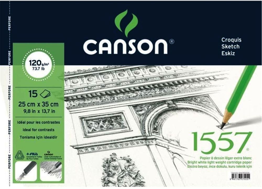 Fila Canson 1557 Resim ve Çizim Blok Defteri Spiralli 25x35 120 Gr