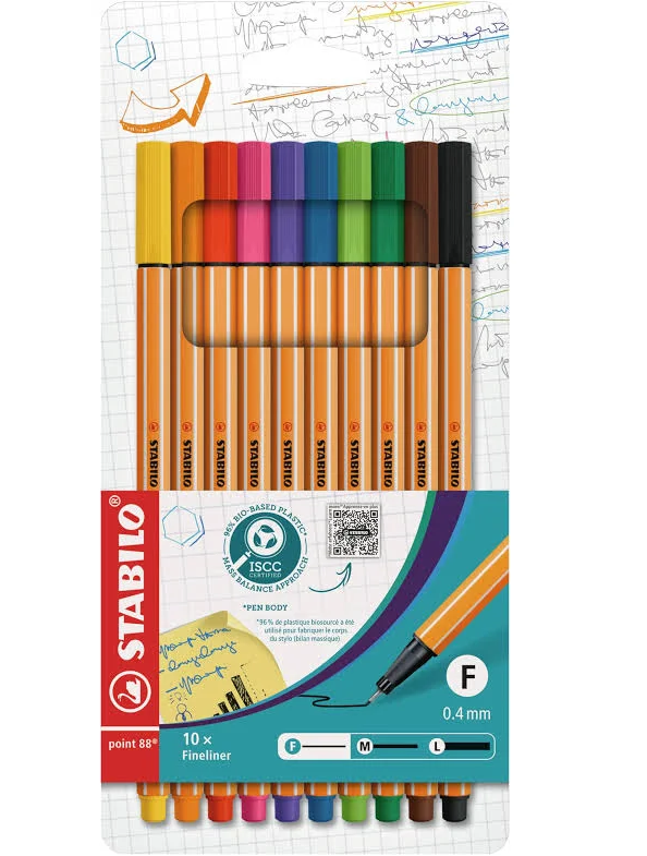 Stabilo Point 88/10 İnce Uçlu Keçeli Kalem 0.4mm 10 Renk