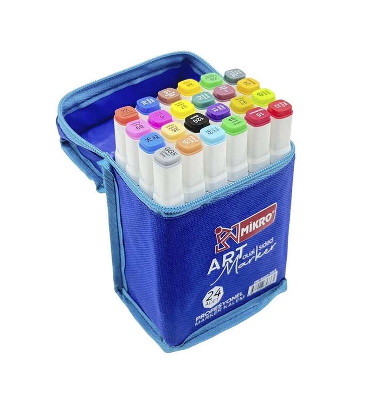 Mikro ZW8001 Art Dual Side Profesyonel Çift Taraflı Marker Kutulu 24 Renk