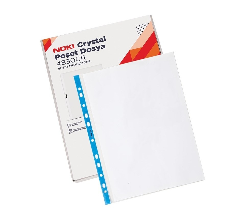 Noki Poşet Dosya Cristal Mavi Şeritli 100lü 4830cr