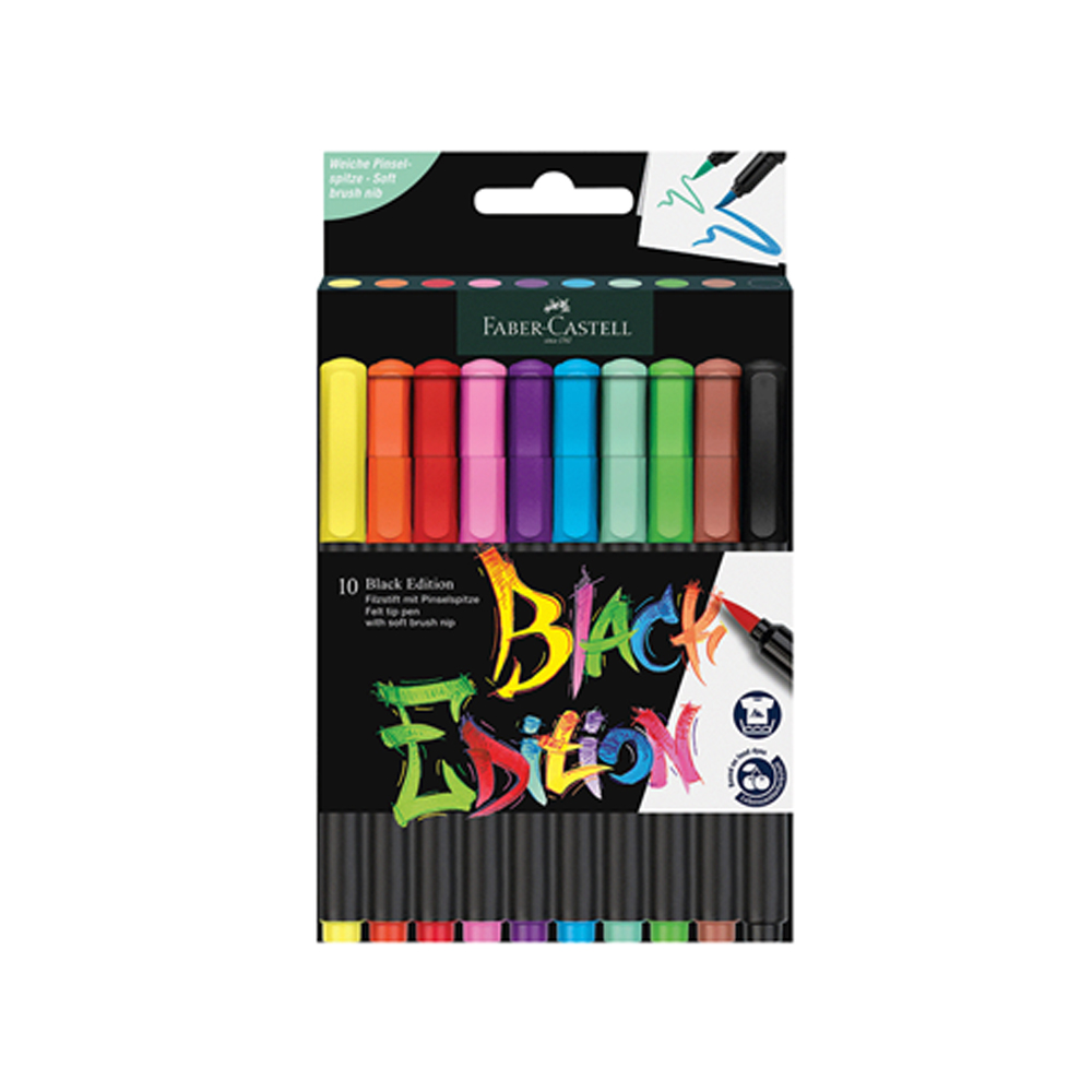 Faber Castell Black Edition Fırça Uç Keçeli Kalem 10 Renk